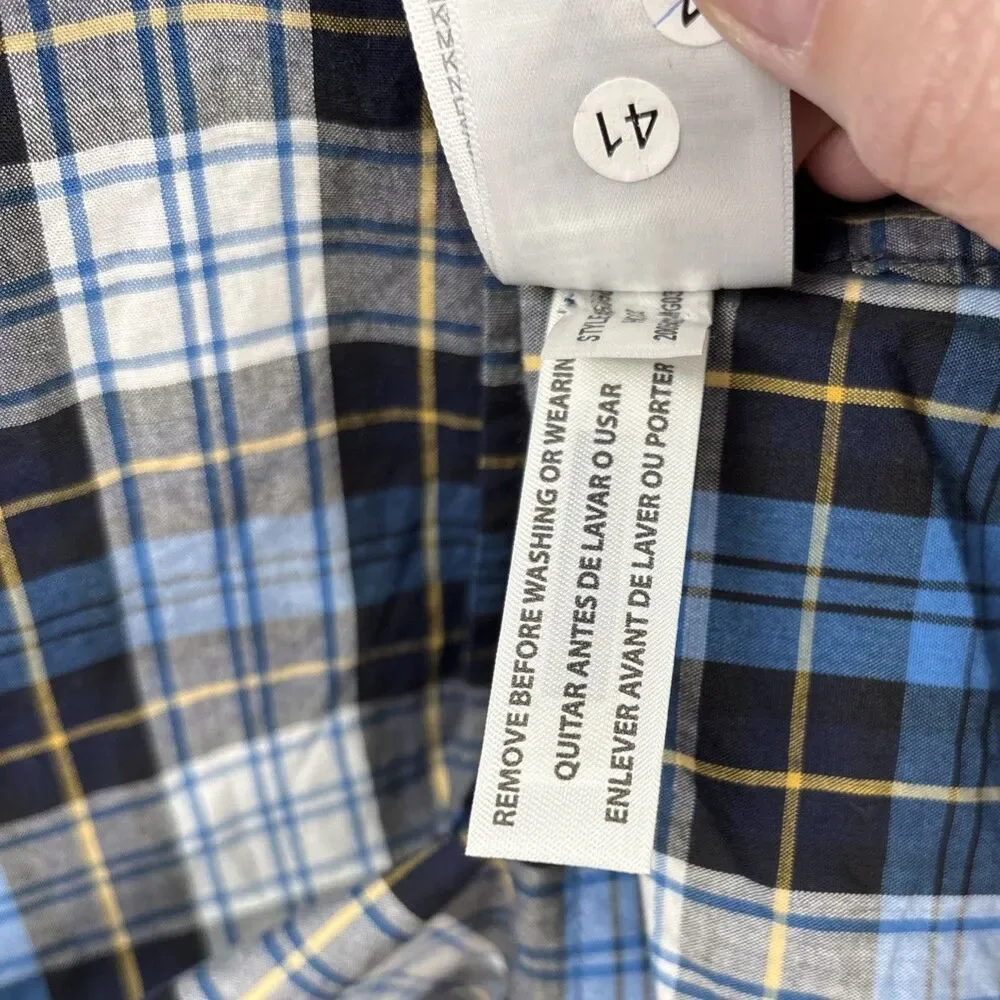 NWT J Crew Men's Large Blue Plaid Long Sleeve Button Shirt Slim B1050 Color BSW